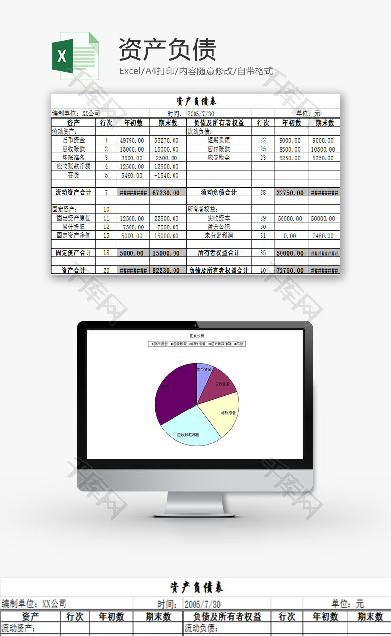 财务报表资产负债表Excel模板