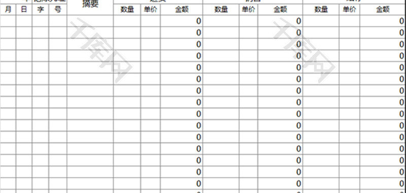 库存商品明细账Excel模板