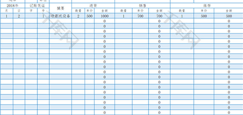 原材料库存商品明细账Excel模板