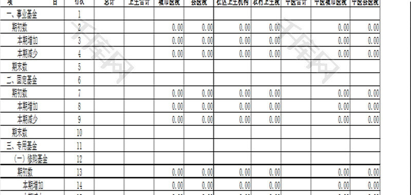 医疗机构基金变动情况表EXCEL模板