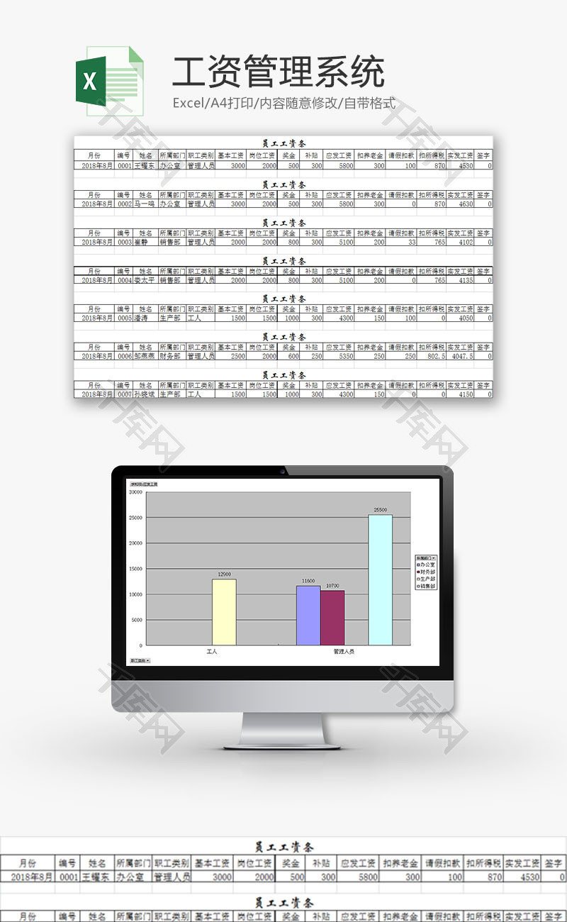 日常办公工资管理系统表Excel模板