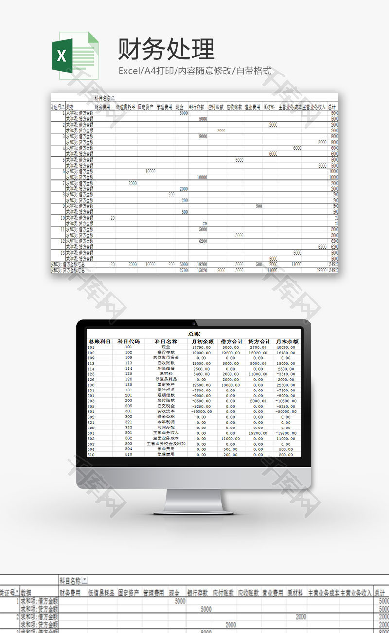 财务报表账务处理Excel模板