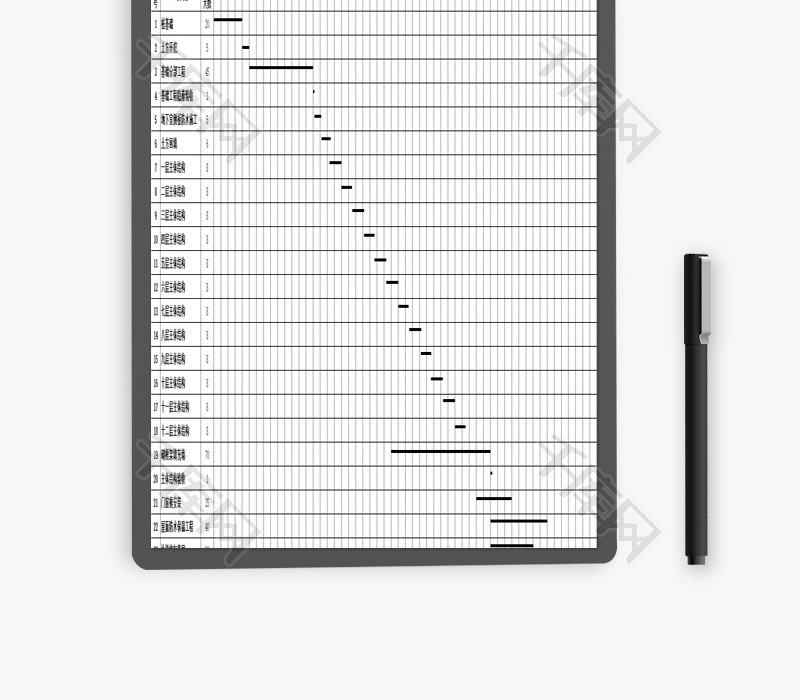 工程施工进度计划横道图EXCEL模板