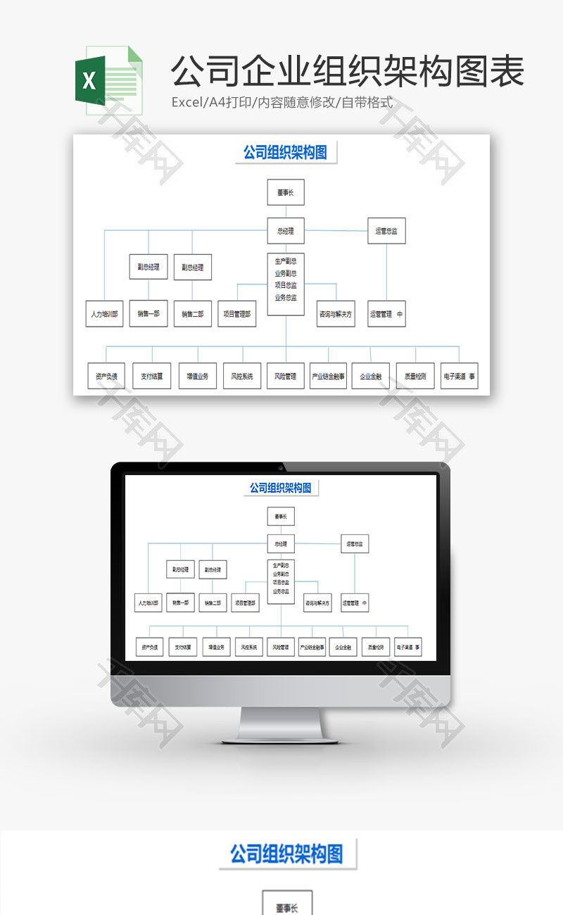 日常办公公司企业组织架构Excel模板