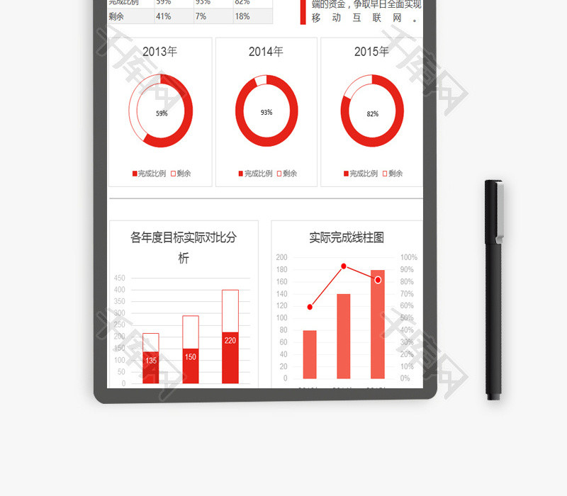 项目实际完成线柱图EXCEL模板