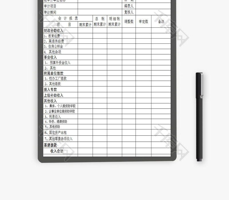财务收支审计情况审核表EXCEL模板