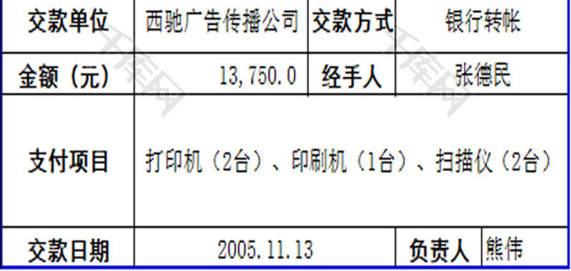 日常办公办公费用收据Excel模板