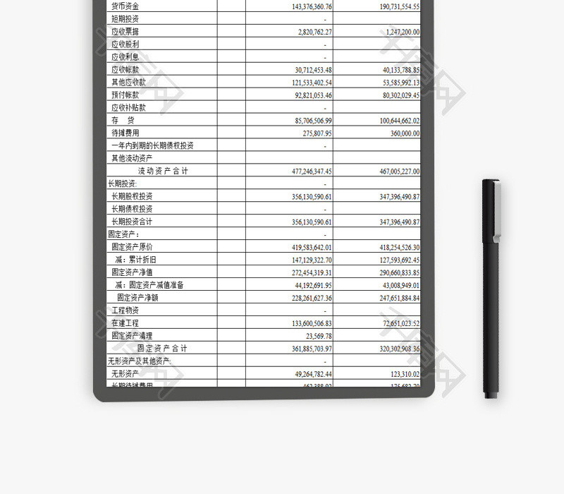 资产负债表EXCEL模板