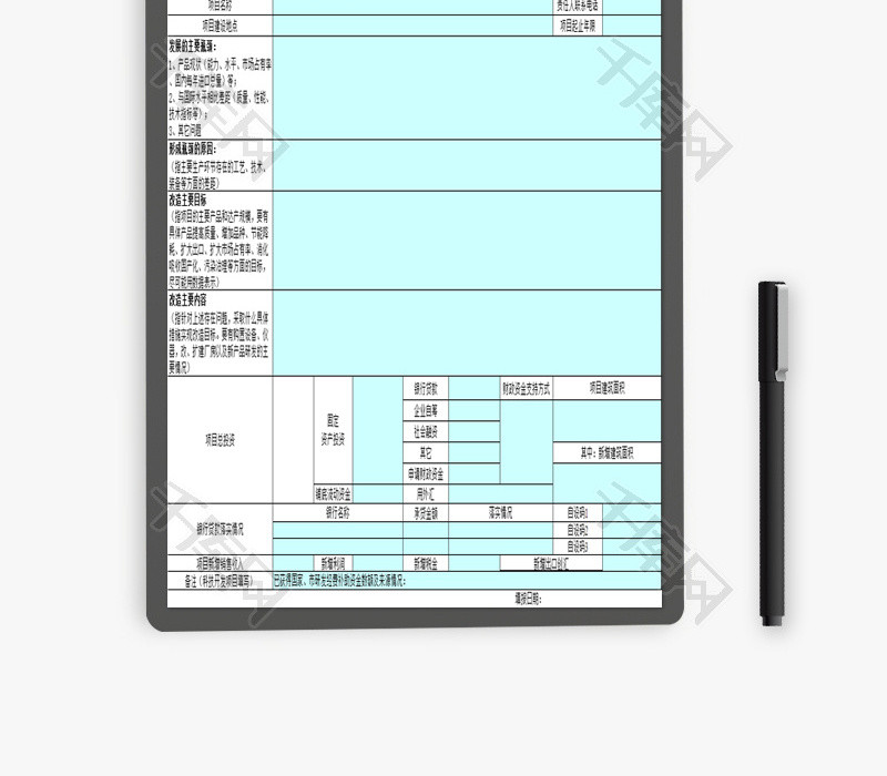 项目基本情况表EXCEL模板