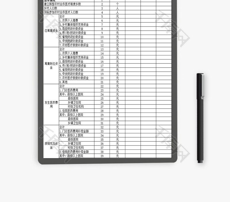 新型农村合作医疗制度情况表EXCEL模板