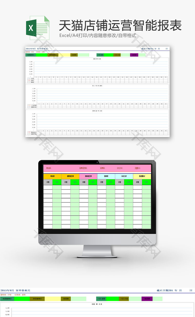 日常办公店铺运营智能报表Excel模板