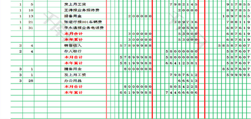 明细账EXCEL模板