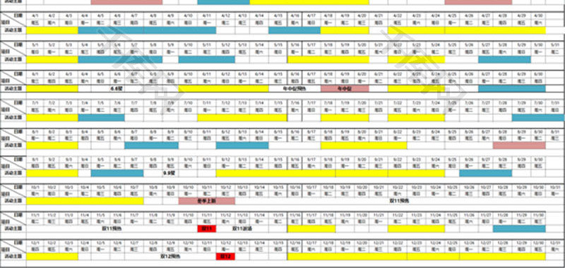 日常办公淘宝促销营销节点表Excel模板