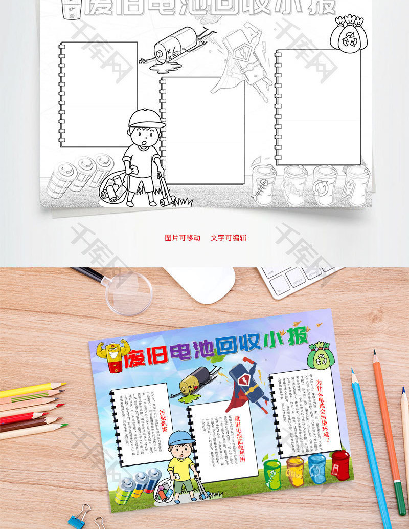 废旧电池回收小报word手抄报