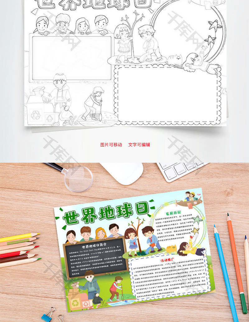 小学生世界地球日小报word手抄报_千库网(手抄报ID:102238)