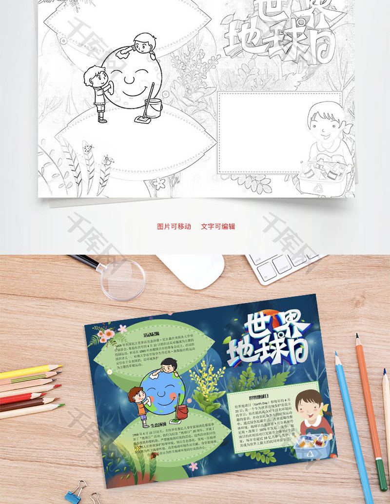 世界地球日环境Word手抄报_千库网(手抄报ID:102300)