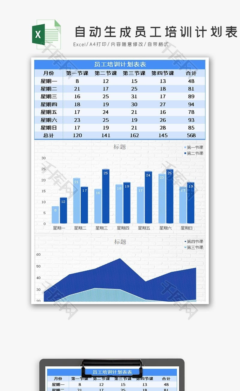 自动生成员工培训计划表Excel模板