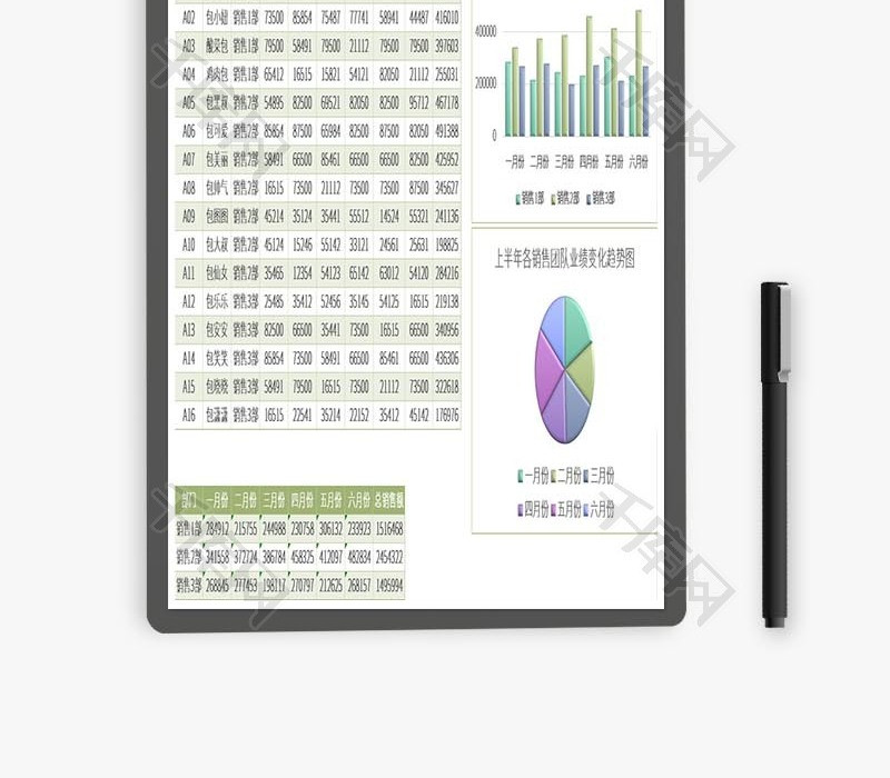 半年销售业绩分析统计表Excel模板