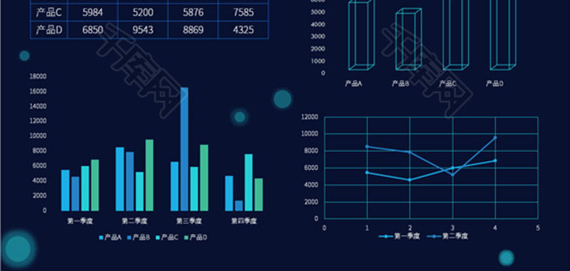 蓝色公司常用季度销售报表excel模板