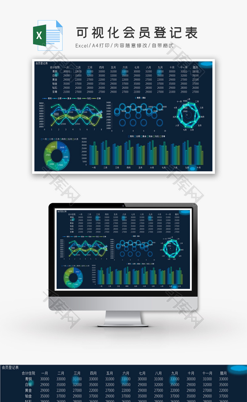 可视化会员登记表Excel模板