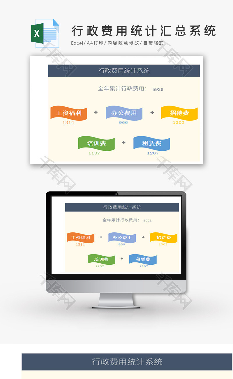 可视化行政费用统计汇总系统Excel模板