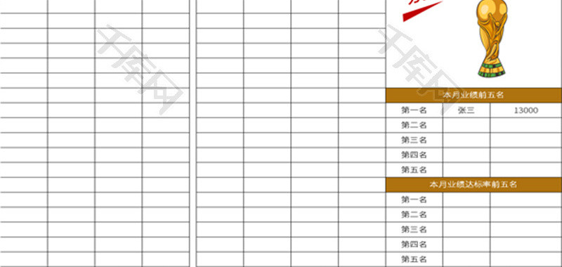 销售业绩风云榜Excel模板