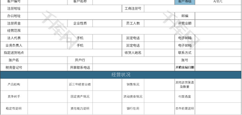 重点企业客户资料档案卡Excel模板