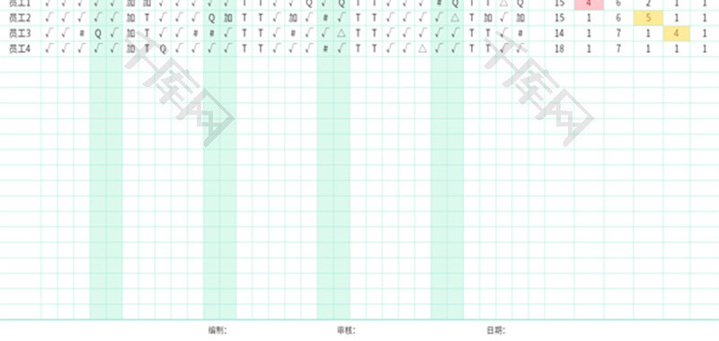 员工工作考核考勤表Excel模板