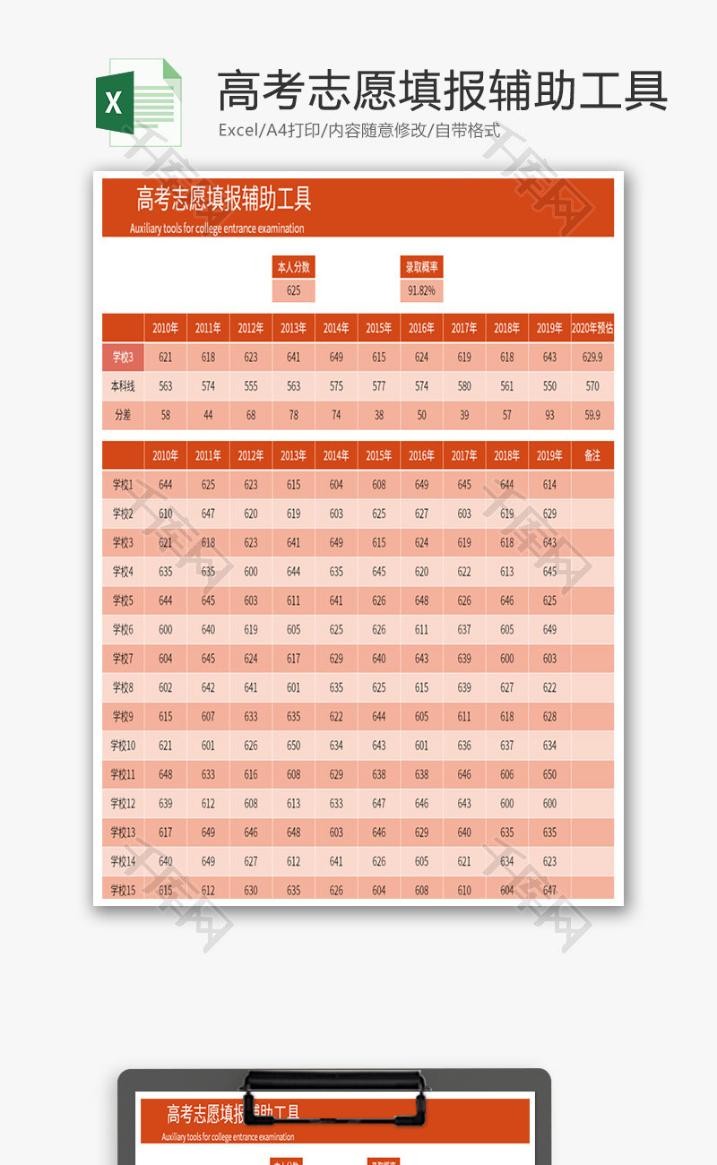 高考志愿填报辅助工具Excel表格