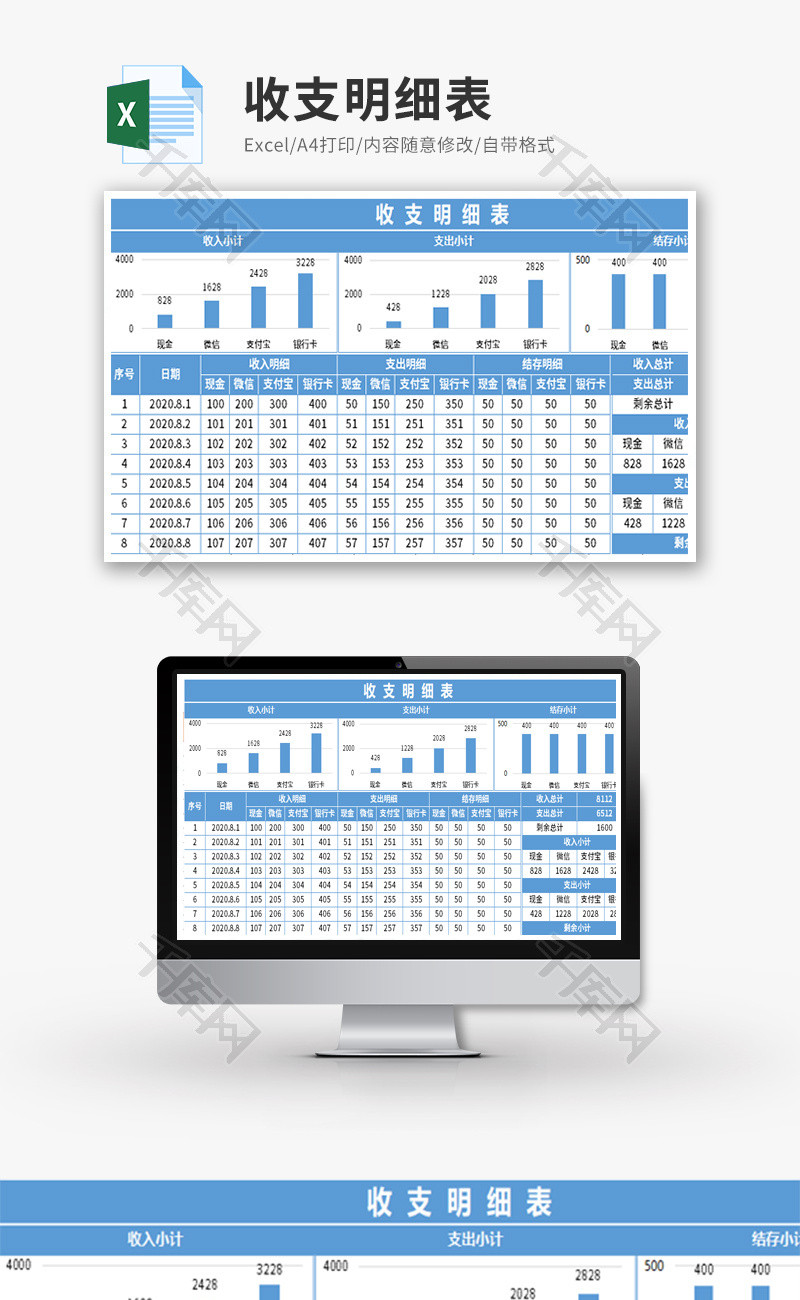 全自动收入支出表Excel模板