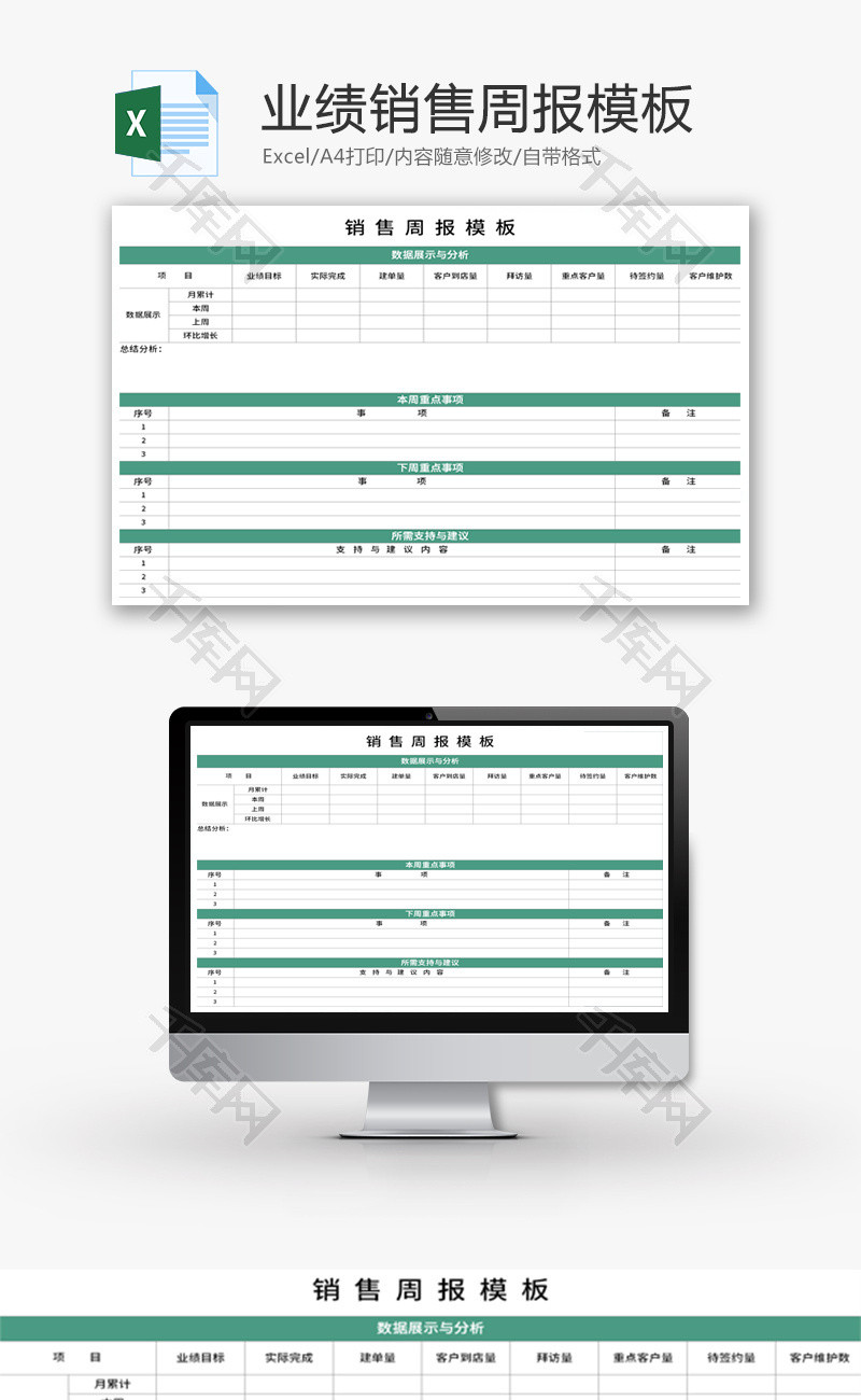 销售业绩周报Excel模板