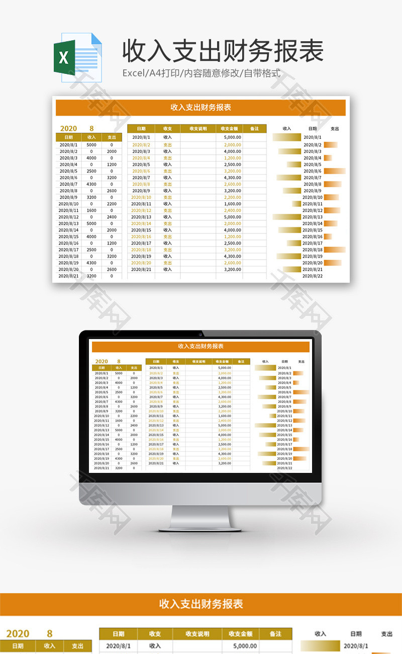收入支出财务报表Excel模板