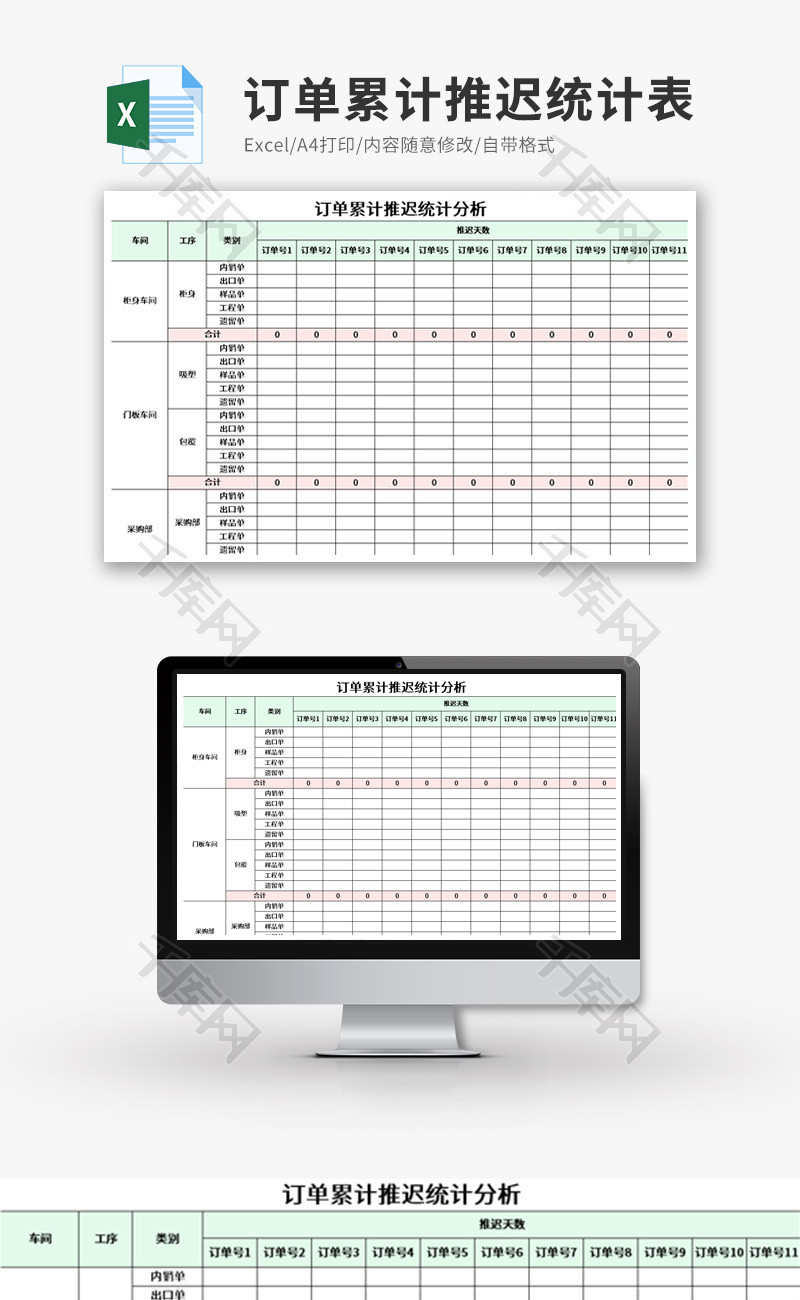 订单累计推迟统计表Excel模板