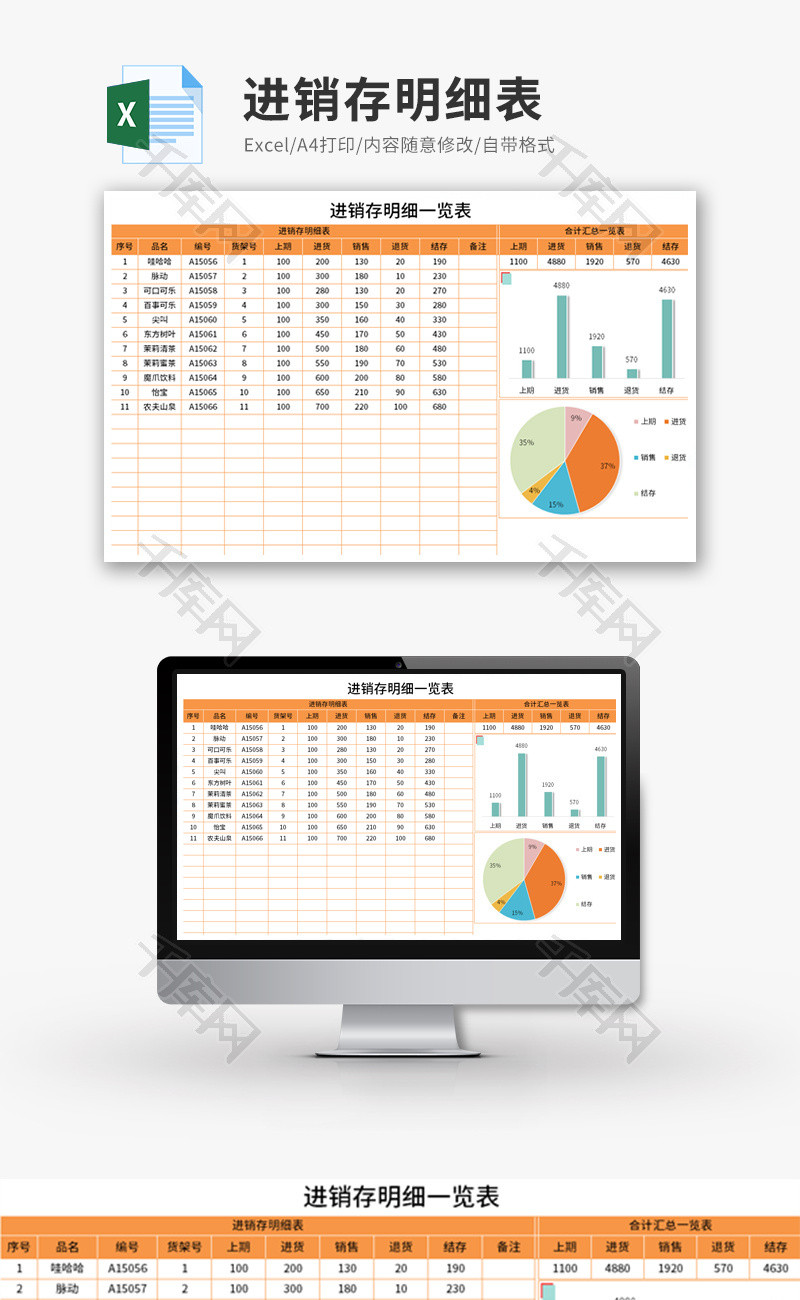 进销存明细表全自动Excel模板