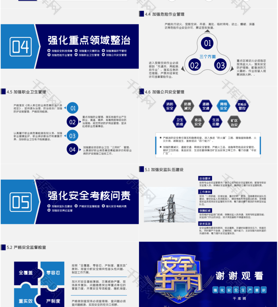 蓝色大气教育培训安全生产月主题PPT模板