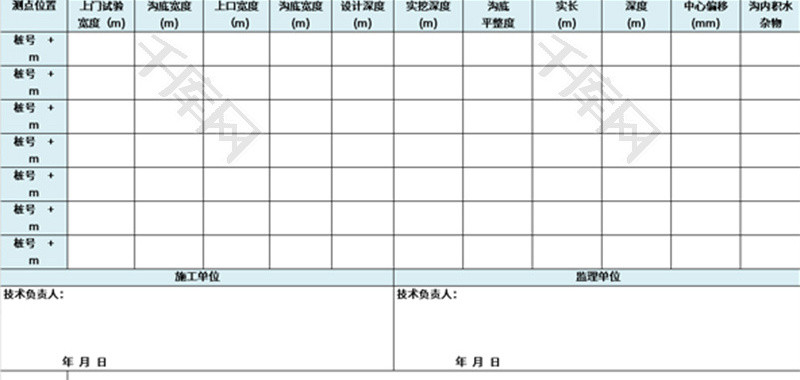 管沟开挖施工验收记录表Excel模板