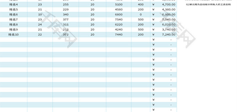 财务薪酬结算计件工资表Excel模板