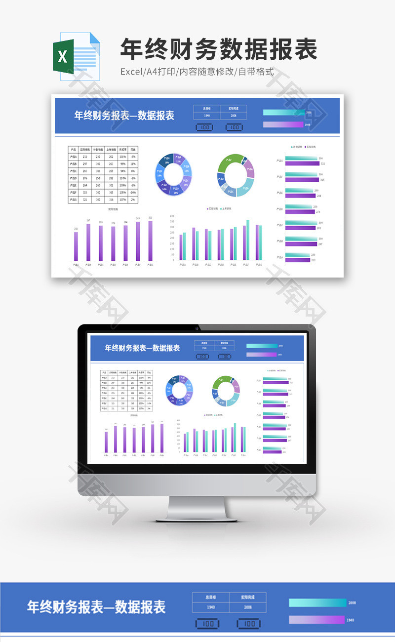 年终财务数据报表Execl模板