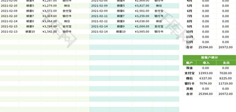 家庭财务记账收支表Excel模板