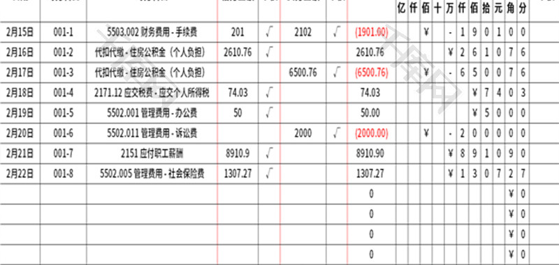 财务流水账凭证Excel模板