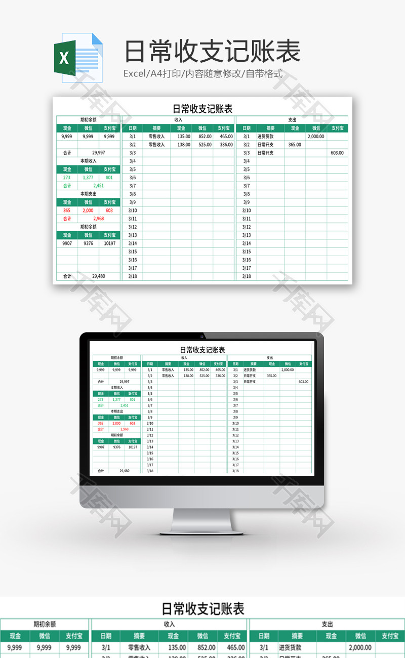 日常收支记账表Excel模板