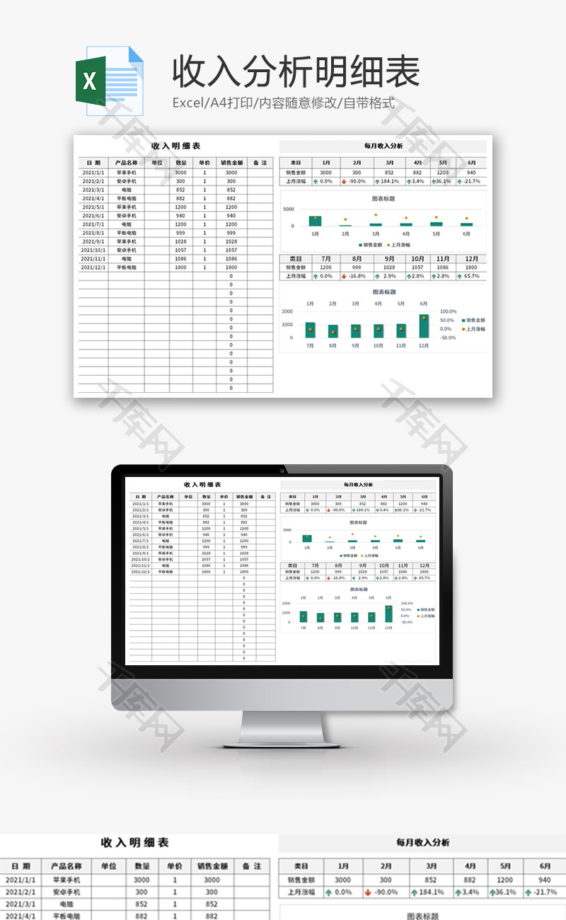 收入分析明细表Excel模板