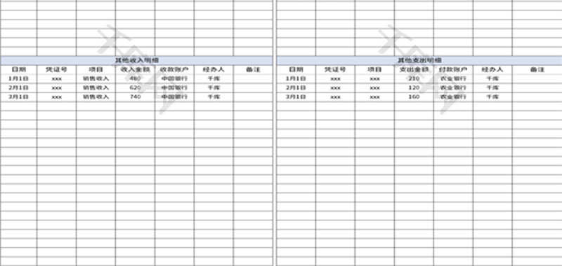 财务收入支出明细表Excel模板