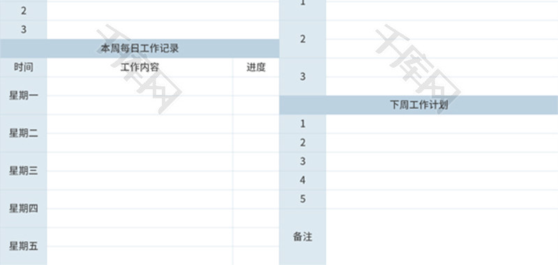 周工作总结计划Excel模板