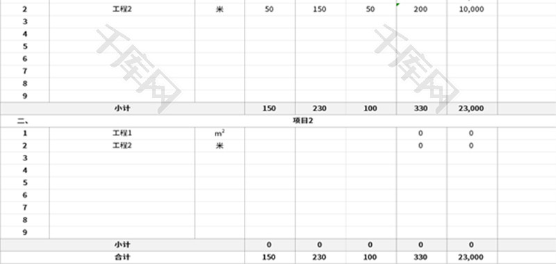 装修工程预算表Excel模板