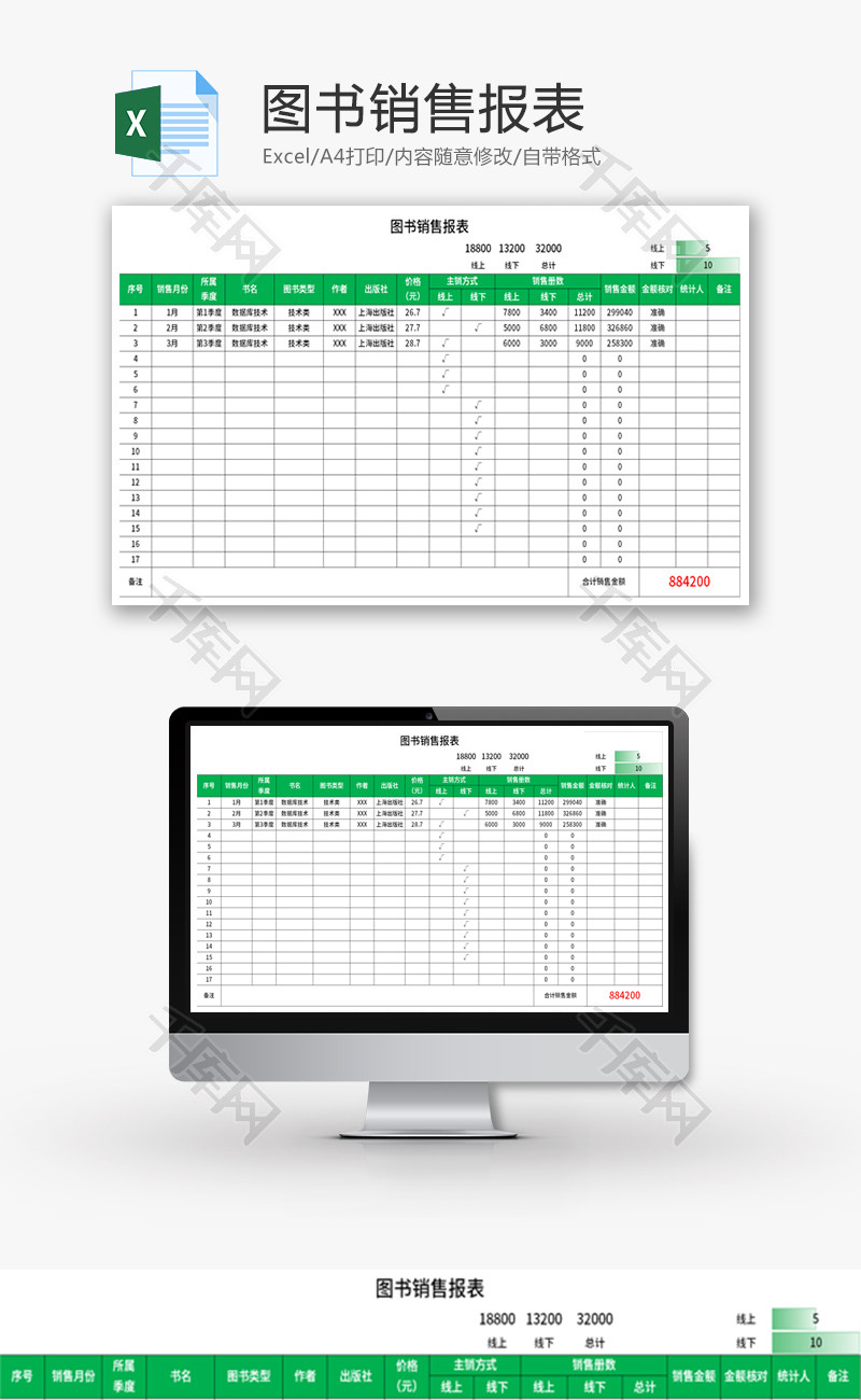 图书销售报表Excel模板