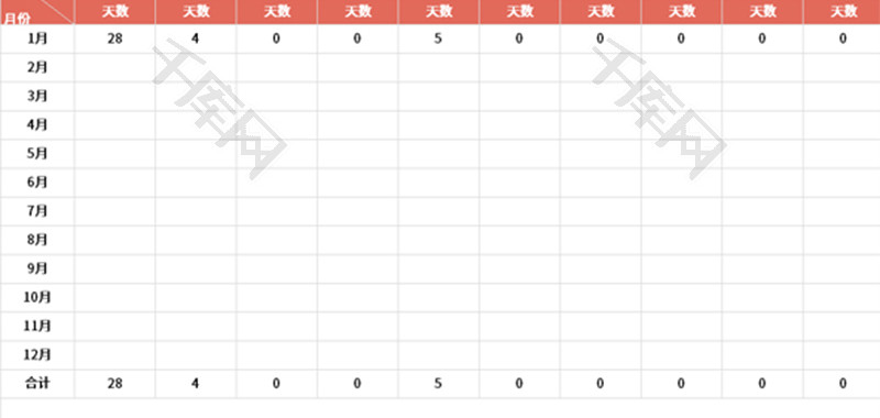 考勤记录汇总表Excel模板