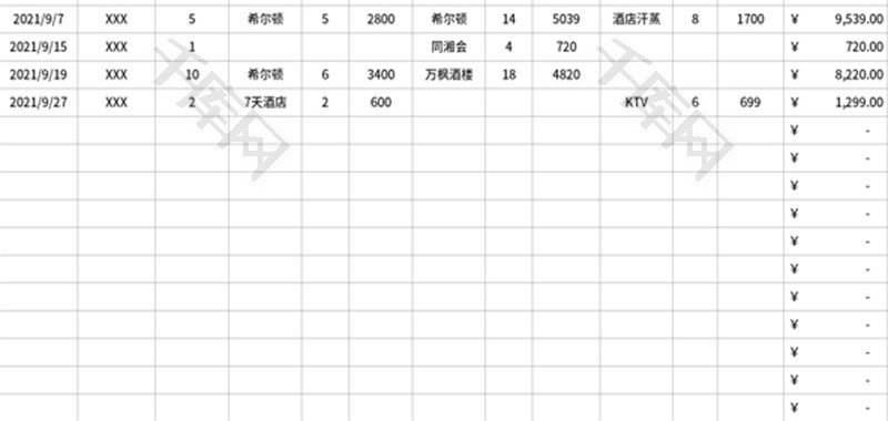 财务公务接待费用明细表Excel模板