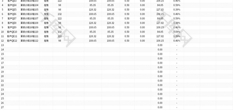 房屋中心业主付款数据表Excel模板