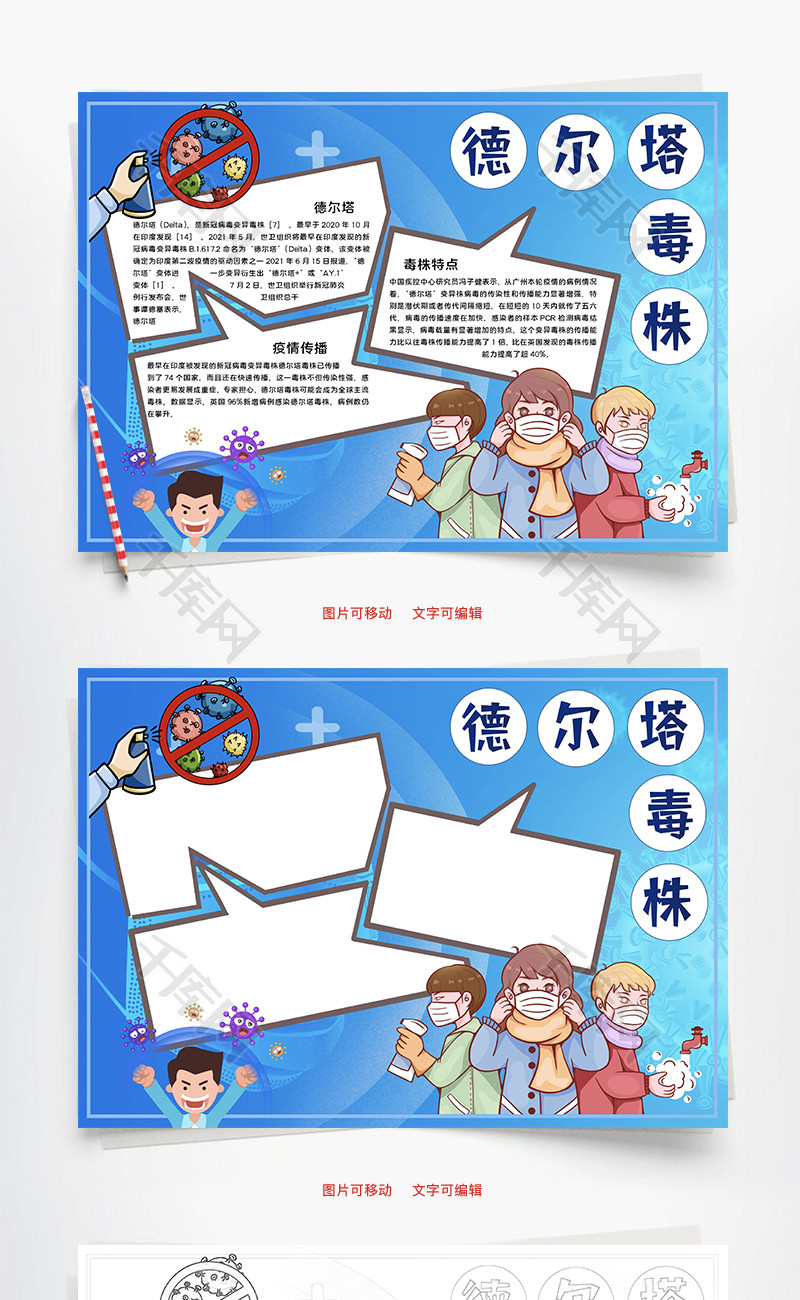 德尔塔病毒疫情word手抄报